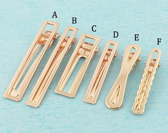 10 Pcs Blank Alligator Hair Clips,Light Gold Flat Alligator Barrettes,Metal Hairpin,Fashion Hairpin Blank Base For DIY Hair Accessories