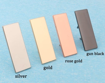 2&quot; Custom Purse Bag Labels,52mm x20mm Silver/Gun Black/Rose Gold Metal Blank Rectangle Tags With Feet,Personalized Laser Engraved Logo/Text