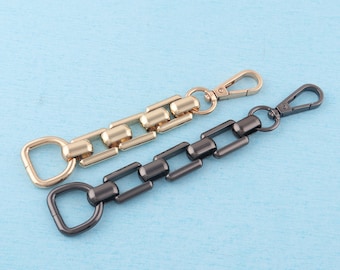 Alça de corrente de bolsa de 6,9 ", corrente curta de metal preto/dourado de 17,5 cm com fecho giratório, corrente de bolsa de ombro com anel D para acessórios de bolsa