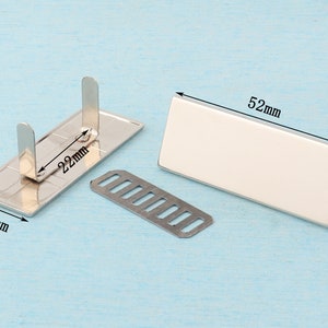 2 " aangepaste portemonnee tas label, 52 mm x20 mm zilveren lege rechthoek tags met voeten, gepersonaliseerde laser gegraveerde naam logo voor handgemaakte
