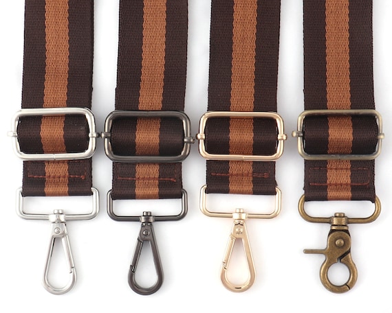 Purse Bag Straps,55 inch Brown Adjustable Crossbody Bag Strap, 1.5'' (38mm) Width Stripe Replacement Purse Strap,Woven Canvas Shoulder Strap