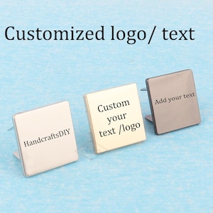 Etichette per borse personalizzate, etichette quadrate vuote in metallo oro/argento/nero canna di fucile da 27 mm x 27 mm con piedini, logo/testo personalizzato per borse fatte a mano
