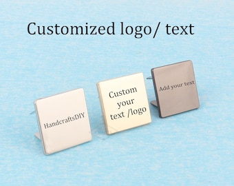 Custom Purse Bag Labels,27mmx27mm Gold/Silver/Gun Black Metal Blank Square Tags With Feet,Personalized Logo/Text For Handcrafted