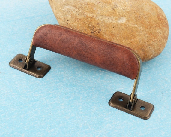 Vintage Leder Koffergriffe Schwarz Bronze Farbe Gepäck Griff -   Österreich