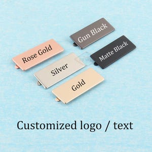 Custom Purse Bag Labels Tag,2 Inches Rose Gold/Matte Black Metal Rectangle Blank Tags With Feet,Personalized Laser Engraved For Handcrafted