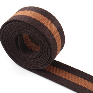 1 inch brede bruine streep singelband,1,5" brede riem singelband, tashandvatten singelband voor sleutelhangers/portemonneeriemen/riem/draagtas op maat gesneden afbeelding 1