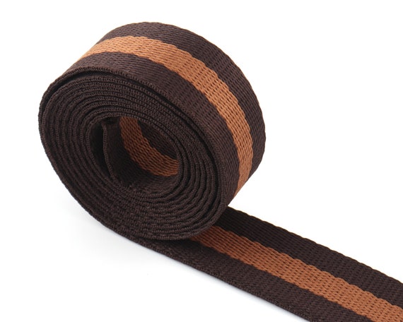 1 Inch Wide Brown Stripe Webbing,1.5" Wide Bag Strap Webbing,Bag handles Webbing For Key Fob/Purse Straps/Belting/Tote Bag-By The Yard