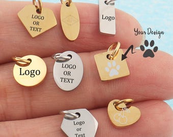 Personalized Laser Engraved Logo Tags,Custom Stainless Steel Necklace Plated Charms,Metal Silver or Gold Blank Jewelry Charms For DIY Gifts