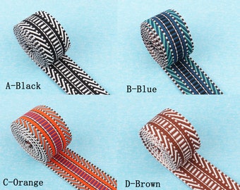Cinta jacquard de 1,5 pulgadas para correa de patín, cinta de algodón suave para correa de bolso, cinta de estilo étnico retro para correa de cinturón de bolso