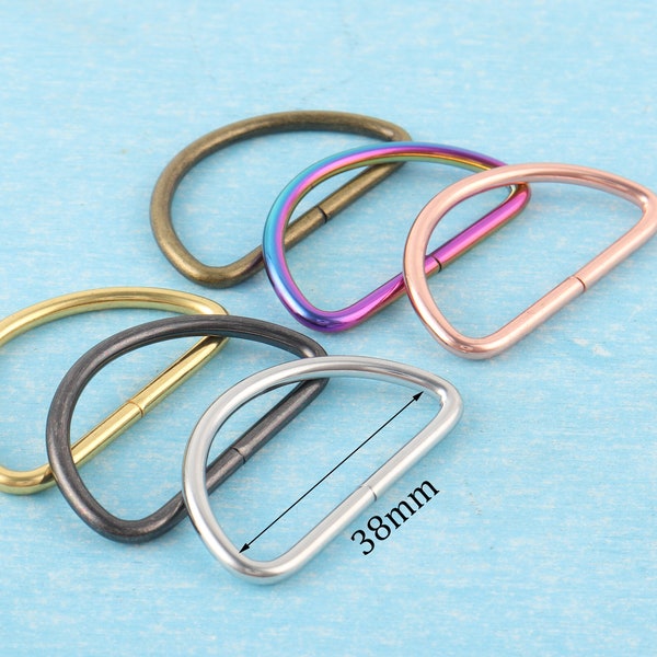 4-10 Pack 1.5“ Metal D Rings For Purse Strap Hardware,38mm inner Connection Non Welded D Buckles For Webbing Belts Lanyard Leather Craft