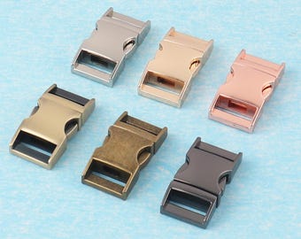 15mm Side Release Buckles (Pack of 2),Metal Blank Pet Collar Buckle,Custom Engraved Adjustable Backpack Clips For DIY Belt/Dog Collars Strap