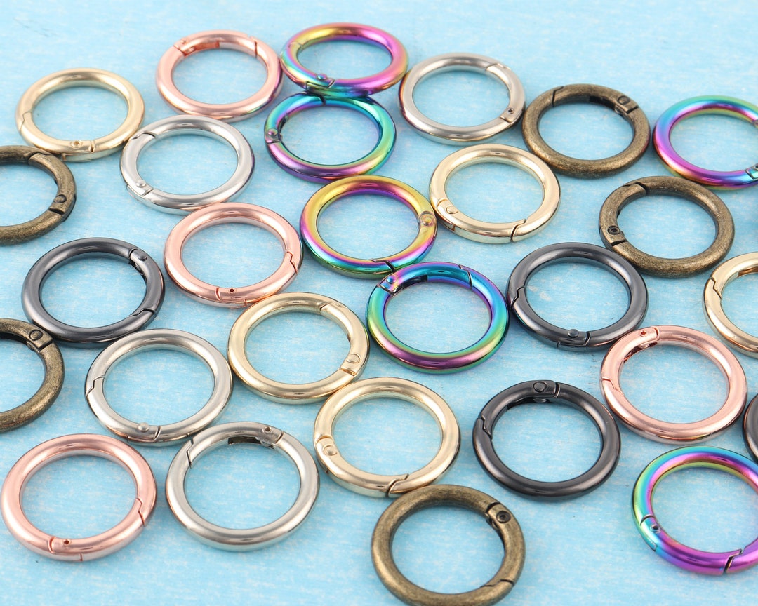 BIKICOCO 3/4" Round Spring Gate O-Ring Clasp Push Snap Hook Belt Hardware Loop, For Handbags, Keys, Silver - 20 Pcs