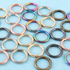 3/4 "Rund Federringe Verschluss, 20 mm (innen) Spring Tor O-Ring, Metall Push Tor Karabinerhaken, für DIY Schlüsselanhänger Schlüsselring Verlängern Geldbörse Tasche Riemen Kette