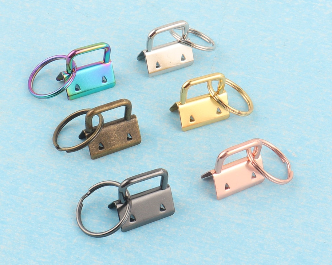 1 Inch Key Fob Hardware With Split Ring,10 Sets of 25mm Rose Gold