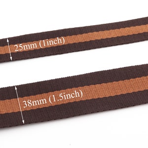 1 inch brede bruine streep singelband,1,5" brede riem singelband, tashandvatten singelband voor sleutelhangers/portemonneeriemen/riem/draagtas op maat gesneden afbeelding 4
