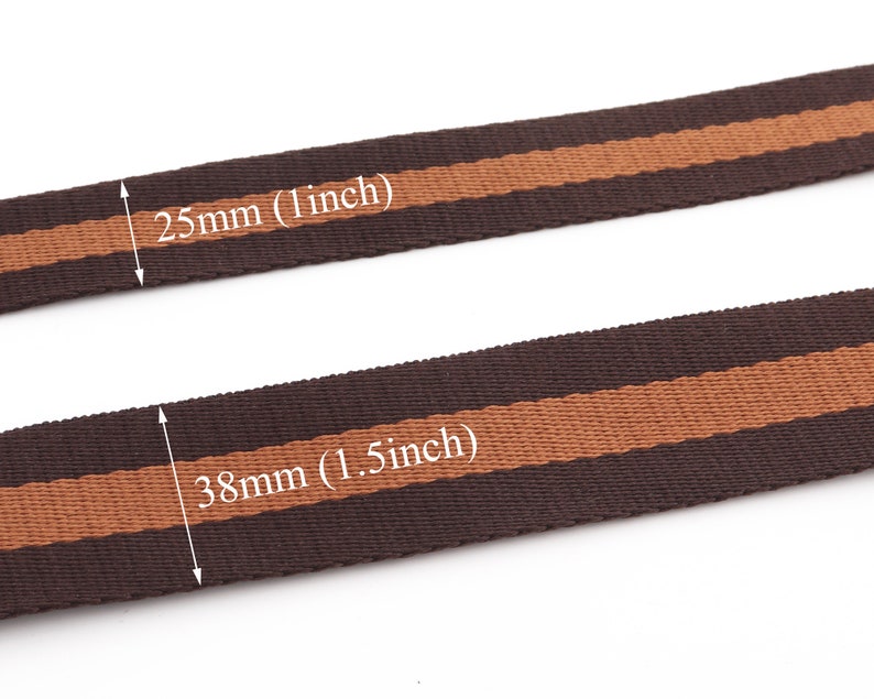 1 inch brede bruine streep singelband,1,5" brede riem singelband, tashandvatten singelband voor sleutelhangers/portemonneeriemen/riem/draagtas op maat gesneden afbeelding 4