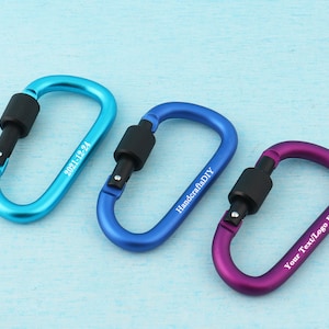 Porte-clés mousqueton personnalisé, mousquetons multicolores en alliage d'aluminium de qualité 80 mm, mousquetons de camping en plein air personnalisés gravés