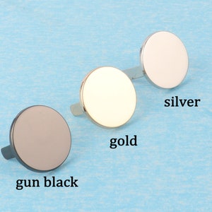 1 "gepersonaliseerde portemonnee tas labels, 25mm gun zwart / goud / zilver metalen ronde lege tags met voeten, aangepast laser gegraveerd logo / tekst voor handgemaakte