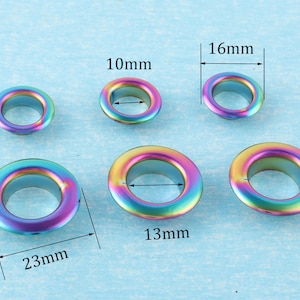 20 Sets Rainbow Eyelets Grommets With Washer,10mm/13mm Metal Grommets Rivets Eyelets For Bag Clothes Shoes Purse Leather Craft Accessories zdjęcie 1