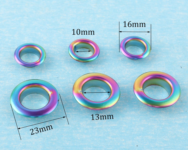 20 Sets Rainbow Eyelets Grommets With Washer,10mm/13mm Metal Grommets Rivets Eyelets For Bag Clothes Shoes Purse Leather Craft Accessories zdjęcie 1