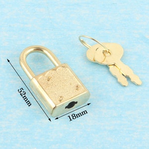 10 Pack Gold Mini Padlock With Key-Small Locket For Box-Miniature Jewelry Box Padlock-Square Rectangular Lock For Diary Notebook
