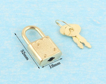 10 Pack Gold Mini Padlock With Key-Small Locket For Box-Miniature Jewelry Box Padlock-Square Rectangular Lock For Diary Notebook