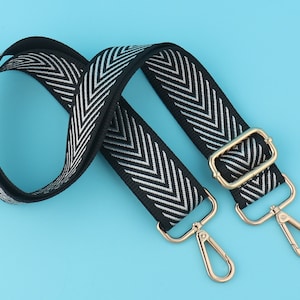 38mm (1.5&#39;&#39;) breedte verstelbare crossbody tas riem, vervanging zwart-wit streep nylon canvas handtas riem