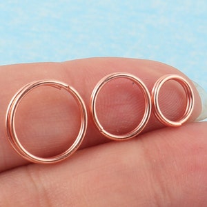 200 Pcs Rose Gold Split Rings,8mm-10mm-12mm Round Jump Key Ring,Metal Key Fob Ring For Key Chain Jewelry Finding Making Accessories