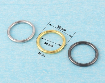 Anillos metálicos de 30 mm, hebillas redondas de aleación de zinc, anillos cerrados en oro, plata y negro plomo para cinturones, collares, cuero y pendientes (para proyectos de bricolaje).