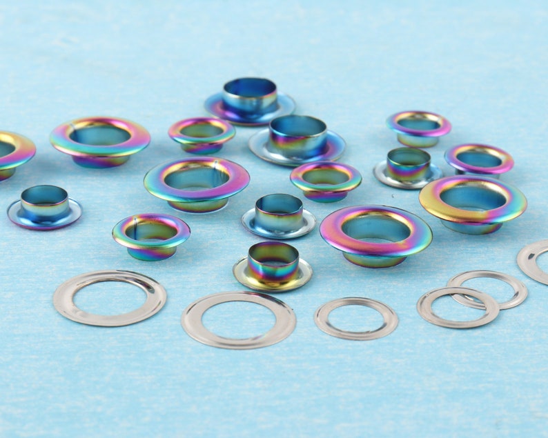 20 Sets Rainbow Eyelets Grommets With Washer,10mm/13mm Metal Grommets Rivets Eyelets For Bag Clothes Shoes Purse Leather Craft Accessories zdjęcie 2