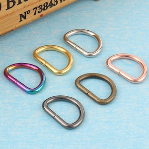 Anillos en D de metal de 3/4 " (paquete de 4), collar para mascotas de 20 mm * 3 mm que hace un anillo en D, accesorios de hardware para bolsos cruzados hechos a mano: oro / arco iris / oro rosa / bronce