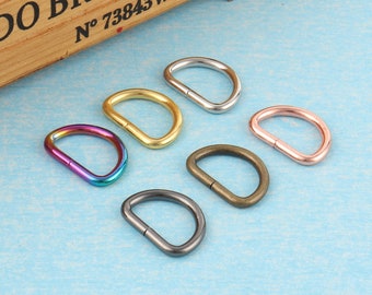 3/4 " Metal D Rings (Pack of 4 ),20mm* 3mm Pet Collar Making D Ring,Handmade Crossbody Bags Hardware Fittings-Gold/Rainbow/Rose Gold/Bronze