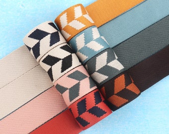 Correa de correas de jacquard de 38 mm, correas de cinturón de bolso de correas de algodón suave de 1 1/2 ", cinta resistente de tela a rayas para costura de bolsos de ropa de bricolaje