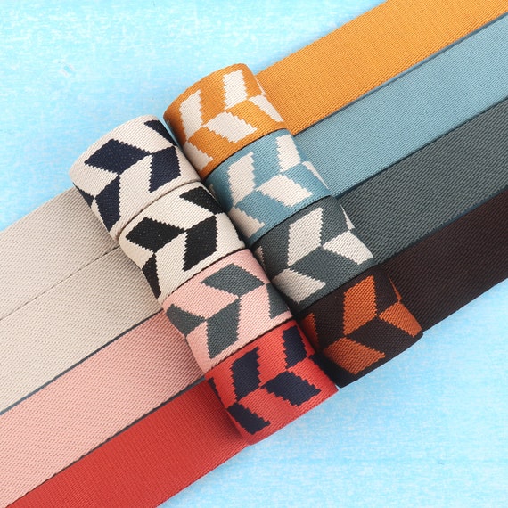 38mm Jacquard Webbing Leash,1 1/2" Soft Cotton Webbing Handbag Belt Straps,Stripe Fabric Heavy Duty Ribbon For DIY Clothes Purse Bag Sewing