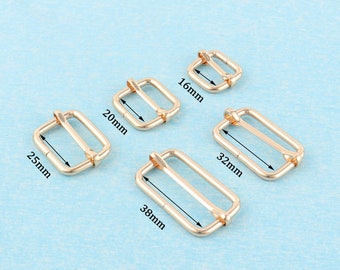5 Sizes Adjustable Slider Buckle,4 Colors Webbing Adjustable Strap Connector For Bag Hardware (Pack of 4)-Silver/Gold/Bronze/Gun Black