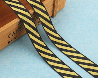 Cinta de nailon a rayas amarillas y negras: correas para bolsos de 2,5 cm (1 pulgada), collares para perros - 2,7-9 metros (3-10 yardas)