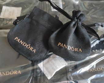 PANDORA black velvet charm pouch with strings, PANDORA gift packaging, Jewellery storage, non tarnish jewellery pouch, branded packaging