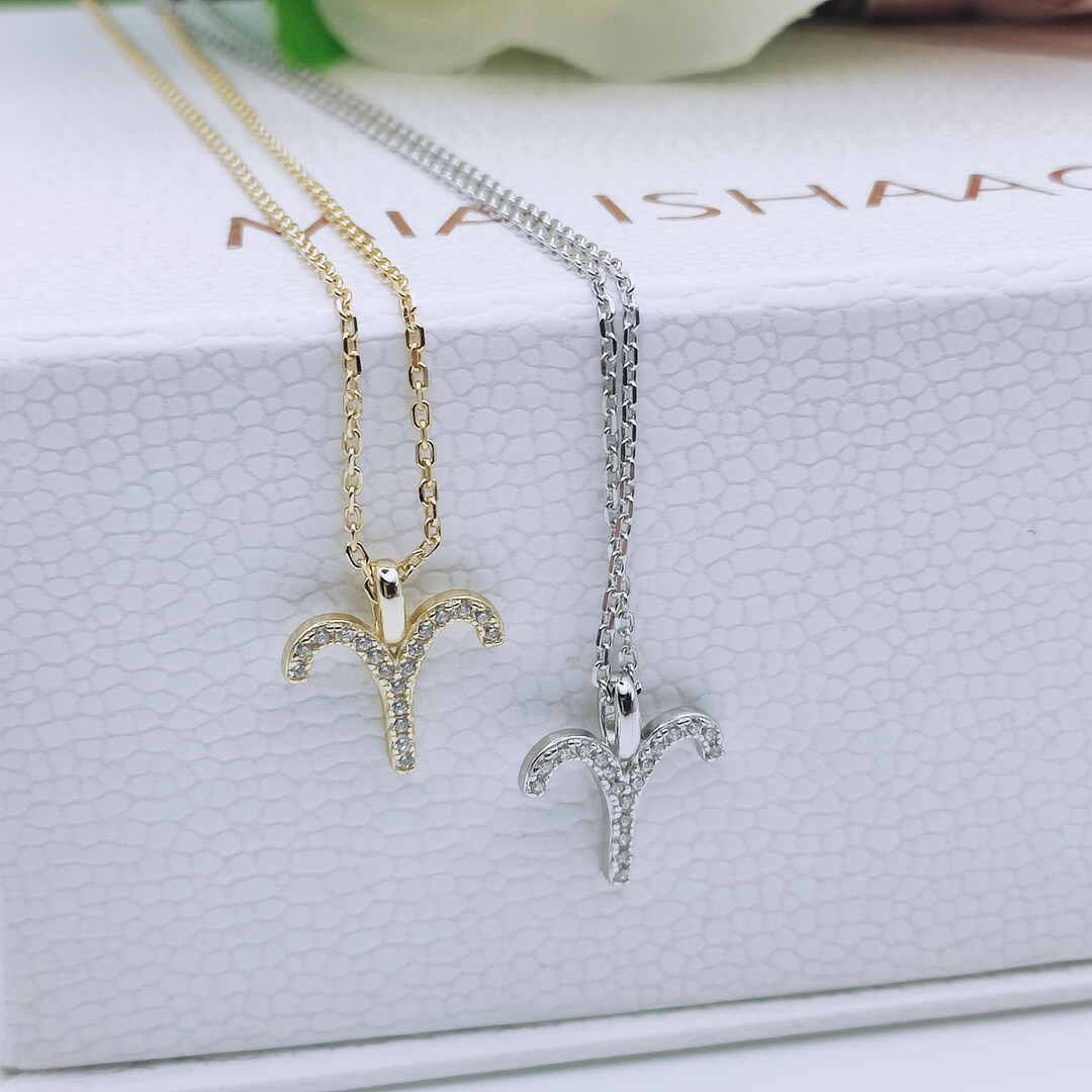 925 Sterling Silver Elegant Zodiac Star Sign Necklace ARIES - Etsy
