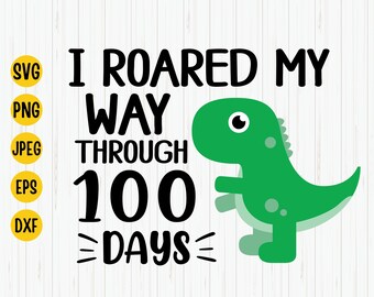 100 Days of School T-Rex Dino SVG: Funny Clipart Cut Files (Digital Download)