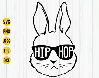 Hip Hop Easter Bunny SVG: Funny Bunny with Glasses Cut File (Digital Download)