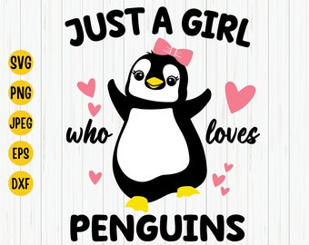 Girl Loves Penguins SVG, Shirt Design (Digital Download)