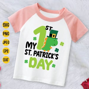 My 1st St. Patrick&#39;s Day Dinosaur SVG: Kids Lucky Cut File (Digital Download)