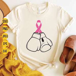 Breast Cancer Boxing Gloves Pink Ribbon Svg, Breast Cancer Awareness Svg, Pink Ribbon Svg, Fight and Become a Survivor, Svg Cur File, Cricut