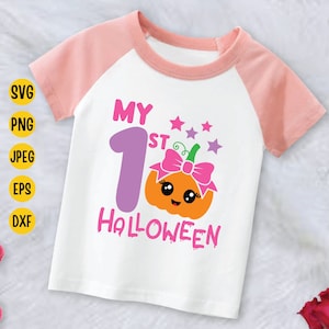 My 1st Halloween Svg, Cute Pumpkin Svg, Kids Halloween Shirt Svg, Girl Halloween Svg, My First Halloween Cut File, Cricut, Download
