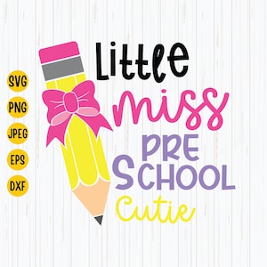 Archivo SVG de la camiseta de regreso a clases de la pequeña señorita preescolar (descarga digital)