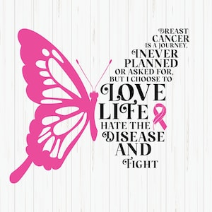 Breast Cancer Awareness Butterfly SVG: Survivor Journey (Digital File)
