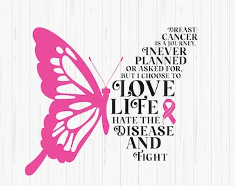 Breast Cancer Awareness Butterfly SVG: Survivor Journey (Digital File)