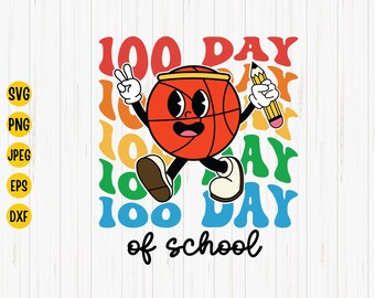 Slam Dunks 100 días de clases SVG: Diseño de jugador de baloncesto (descarga digital)