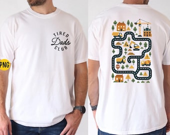 Tired Dads Club PNG: Construction Car Track Design (Digital Download)