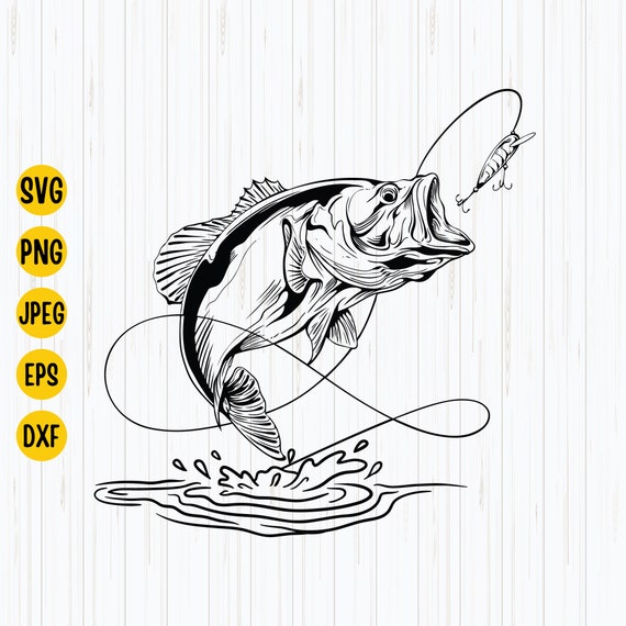 Bass Fishing Fish Hook Svg, Smallmouth Striped Svg, Hunting Fishing Svg,  Fish Hook Png, Bass Svg, Clipart, Instant Download